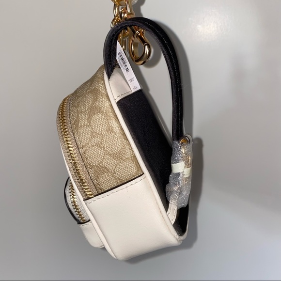 Coach Mini Court Backpack Bag Charm In Signature Canvas NWT - Picture 2 of 14